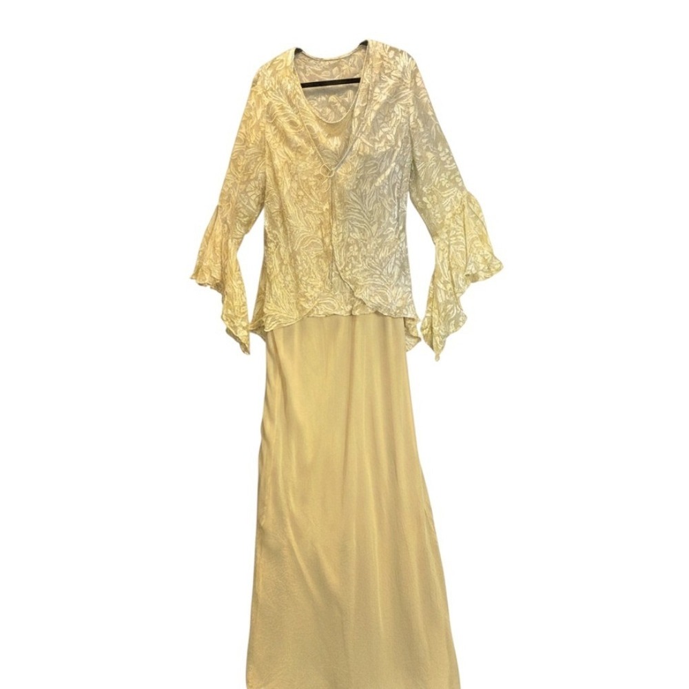Cattiva New York Womens Sheer Burnout Floral Overlay Dress Set Beige Size 18